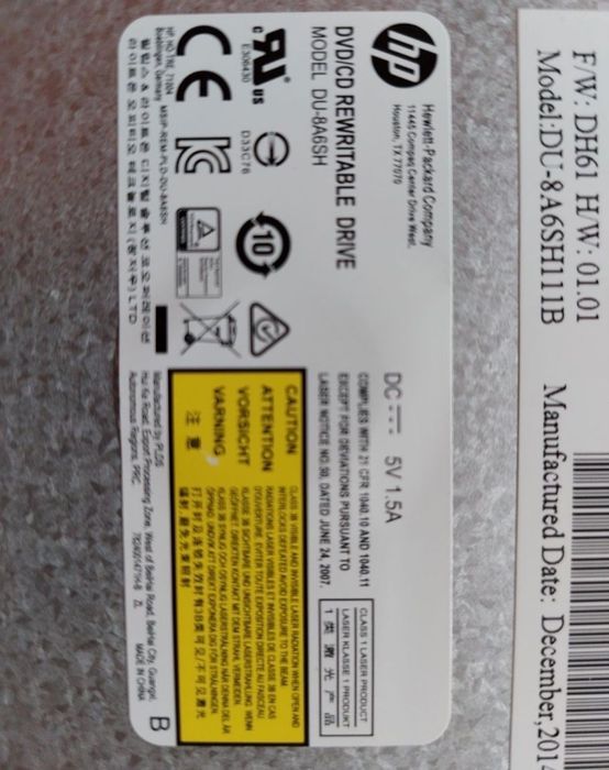 DVD ROM R/W HP Laptop 9.5mm