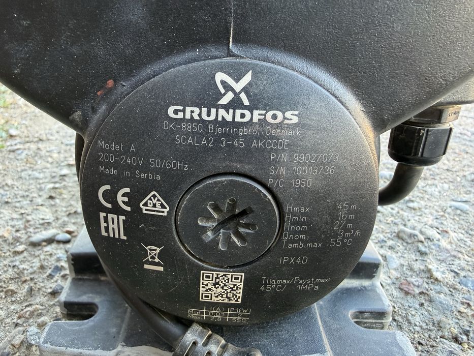 * Самовсасывающая насосная установка GRUNDFOS SCALA2 3-45 в отличном с