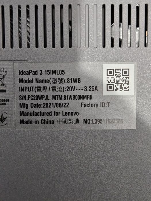Ноутбук Lenovo ideaPad 3 Core I5 10Gen