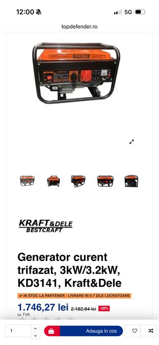 Generator curent trifazat 3,2kW kraft&dele