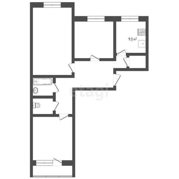 Продам 3х ком квартиру центр