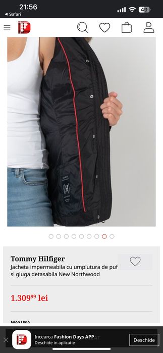 Geaca neagră Tommy Hilfiger