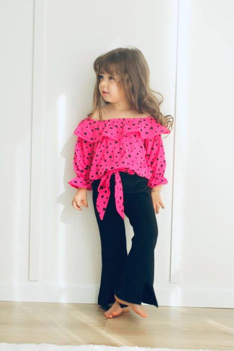 qizlar uchun dvoyka yurakcha printi bilan