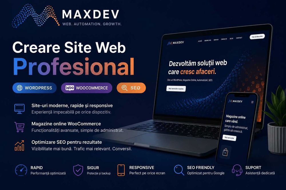 Creare Site Web Profesional, Magazin Online WooCommerce, WordPress, SEO