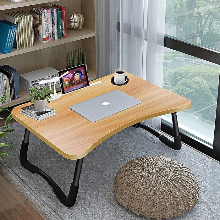 A3A ACADGQ Noptiera, Masuta pliabila pentru laptop cu 4 interfete USB, sertar, slot pentru pahare, suport tableta, birou pentru pat