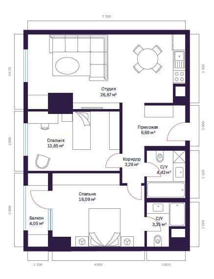 Modera Towers 21 этаж по 2884$ | 219200$ | 76.01m2