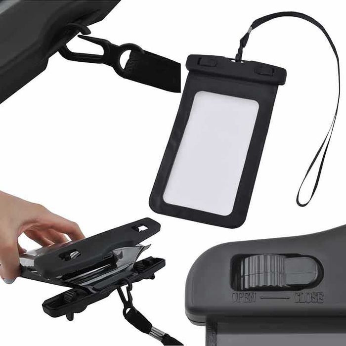 Водоустойчив калъф за телефон до 7 инча – черен