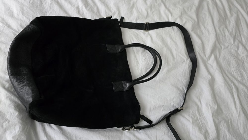 Geanta Musette piele intoarsa