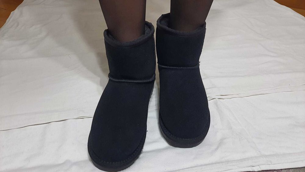 Ghete trendy stil UGG piele naturala imblanite Miss Globo marimea 41