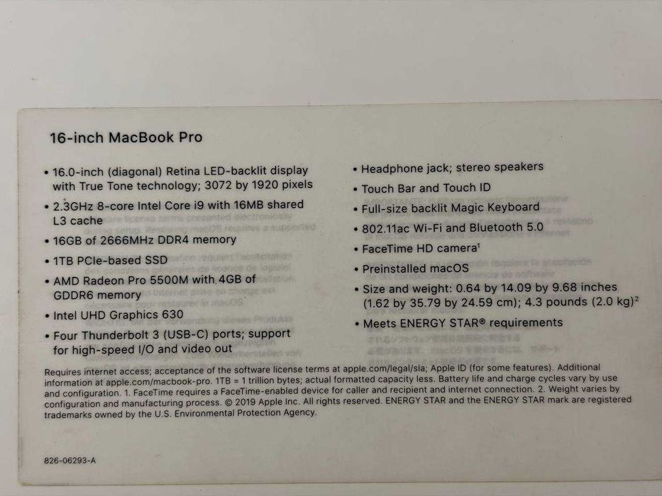 MacBook Pro 16 - i9 | 16 Gb | 1 Tb