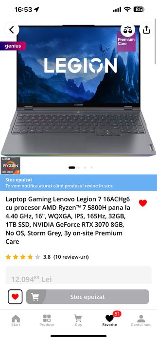 Vand Laptop Gaming Lenovo Legion