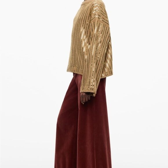 Pantaloni palazzo din catifea Zara Studio