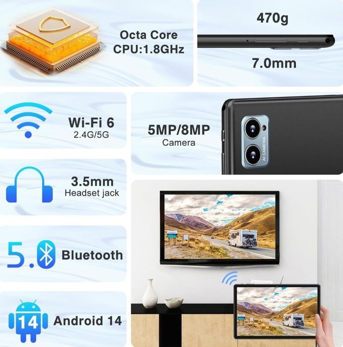 НОВ! Таблет DEERTime E15 Таблет с Android 14 10,1 инча, 20GB RAM 128G