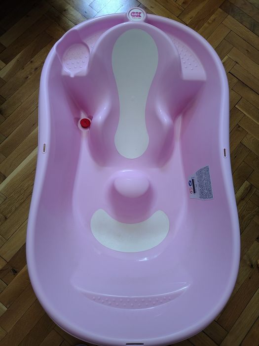 Розова анатомична вана със стойка  OK Baby