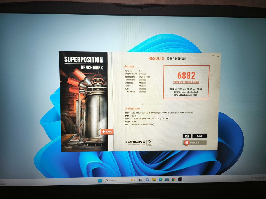 laptop gaming MSI 17.3" katana GF76 i5 11400H 8gb gtx 1650