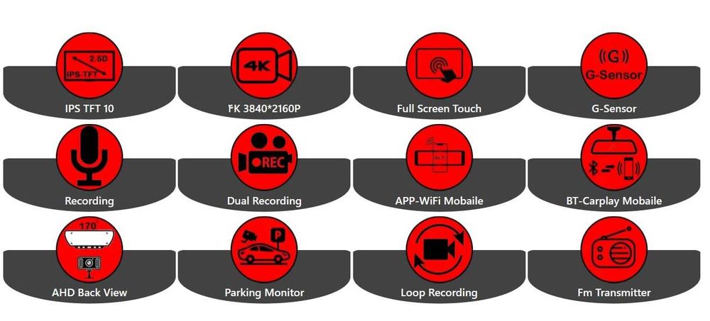 CarPlay Мултимедия Огледало, 2 Камери, Видеорегистратор, Full HD
