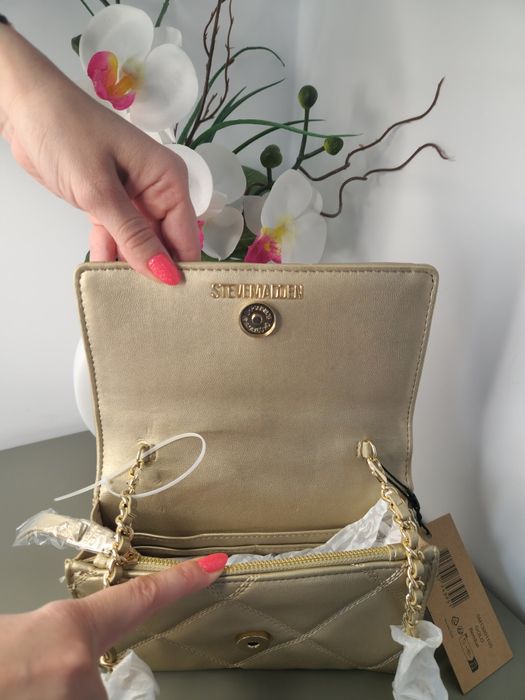 Оригинална дамска чанта Steve Madden - Златна металик с матлас