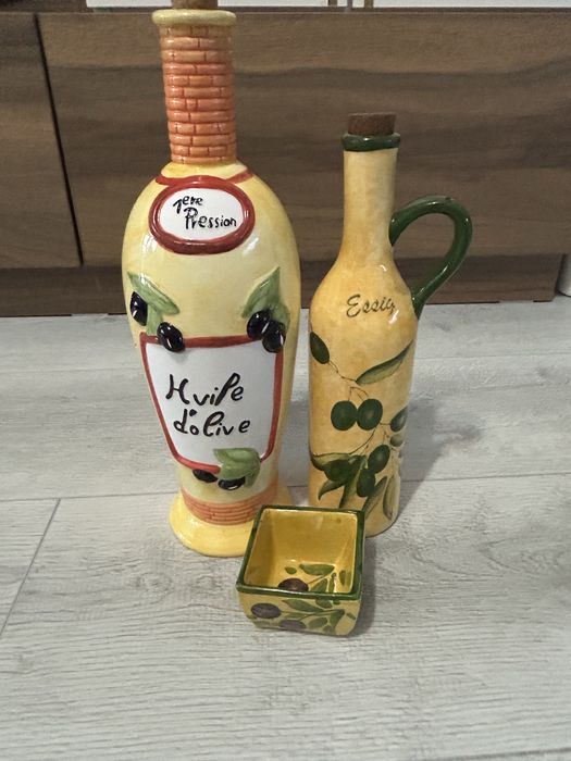 Керамичен  италиански комплект за зехтин и маслини