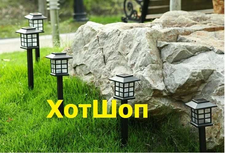Комплект от 6 броя соларни LED лампи с форма на къщичка за двор и градина