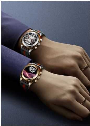 Ceas Smartwatch Emag TOPVIA®, display IPS, 1.20”, auriu si argintiu