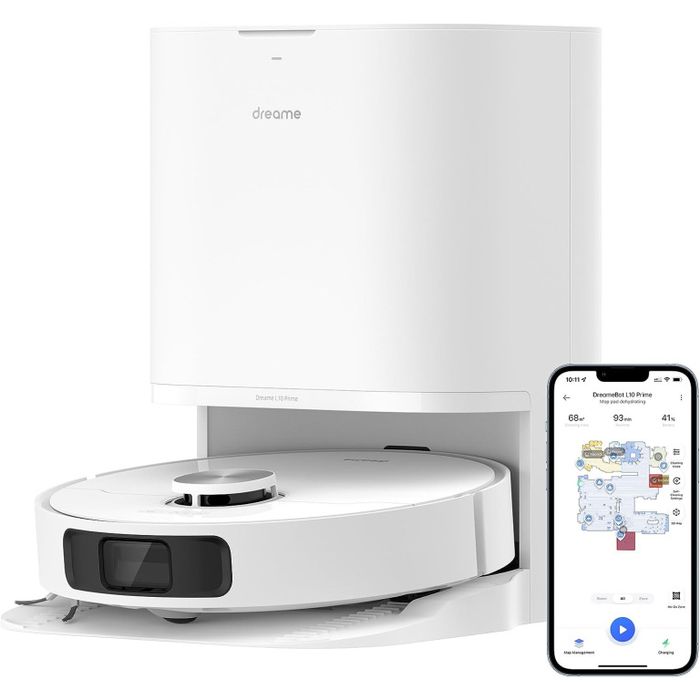 Dreame Bot L10 Prime – робот прахосмукачка чисто нова с миеща функция и автоматична станция за измиване и сушене на моповете.