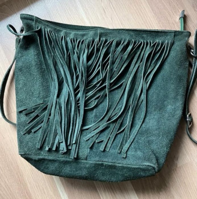 Geantă de piele verde