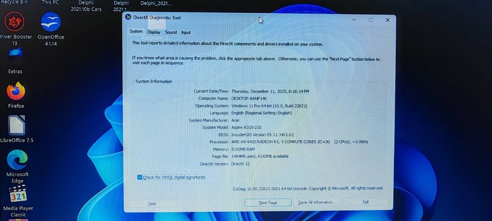 Laptop Acer A315 baterie functionala
