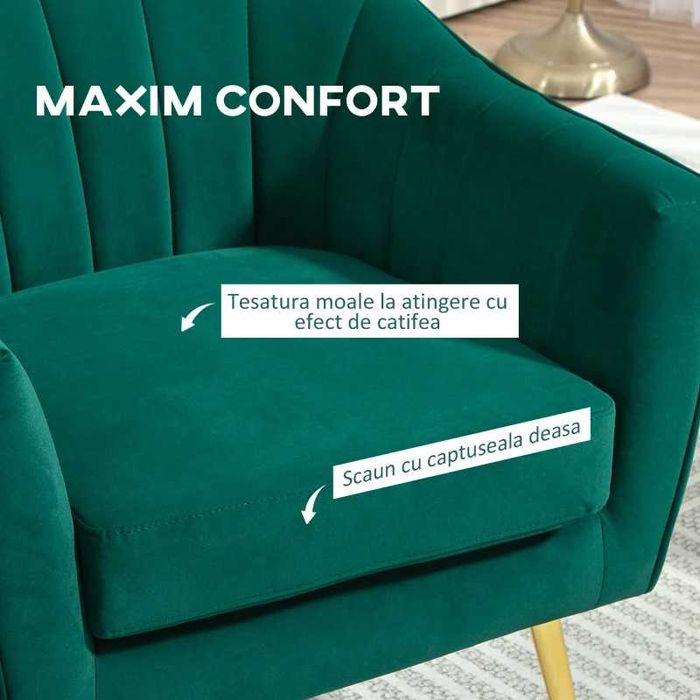 Fotoliu Catifea Verde HOMHOM