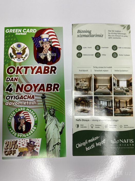 Flayer vizitka buklet tayyorlaymiz