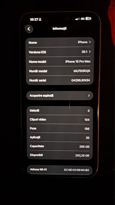 Vand  Ipone 15 pro max ,Natural Titanium256gb