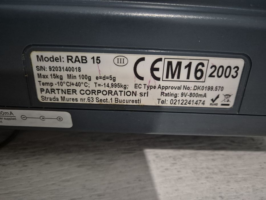 Vand cantar marca model RAB15 Partener