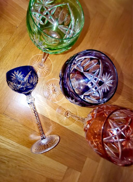 Антикварни цветен кристал чаши Nachtmann "Traube"  Зап. Германия 70те