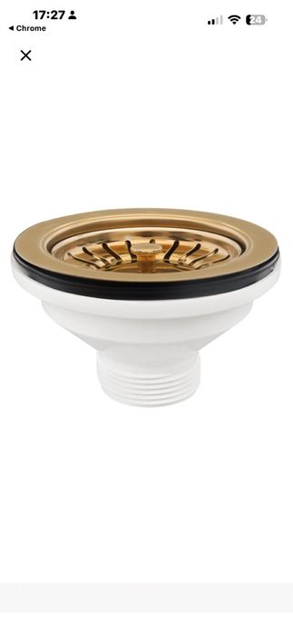 Ventil chiuveta bucatarie, auriu, 3 1/2 x 1 1/2, cu gratar