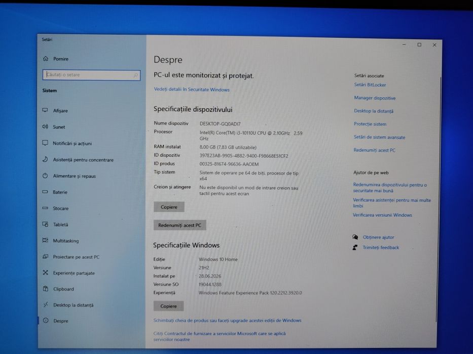 Acer aspire A317-51 / i3-10110U/8 GB RAM / ssd 128 gb