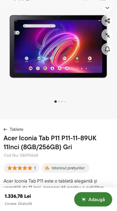 Acer Iconia Tab P11, 11Inci 2K, 90Hz (8GB/256GB)sigilata, OCAZIE
