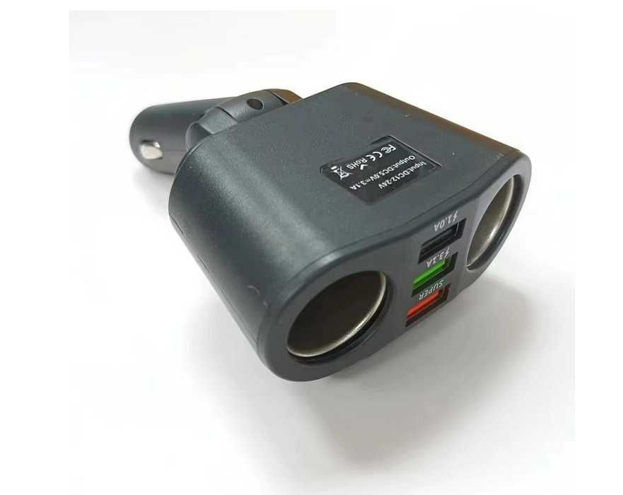 Универсален разклонител за запалка + USB зарядно (3 порта)
