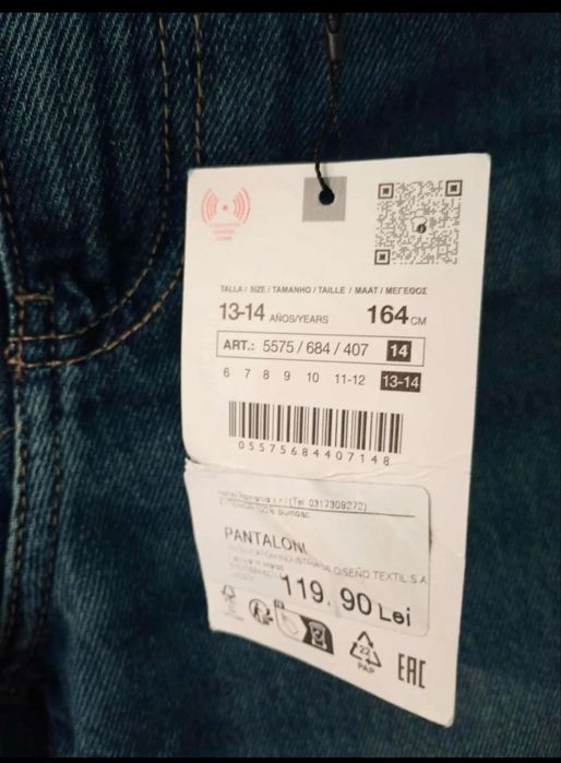 Blugi Zara noi albastri copiii mar 164