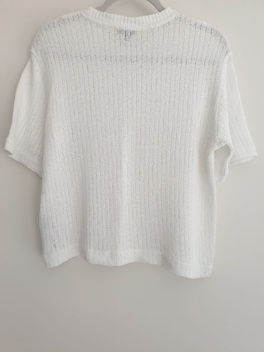 Бяла плетена блуза Massimo Dutti