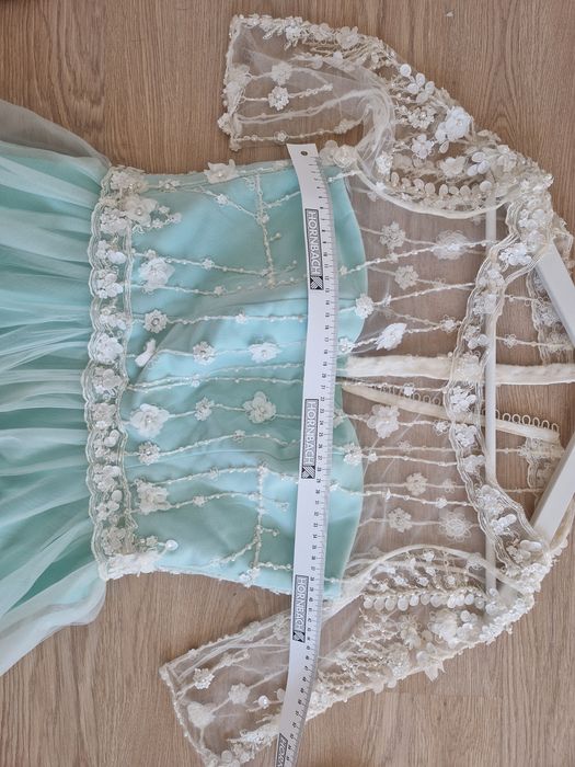 Rochie verde Rochie- Atelier Iness Couture, verde menta cu alb, M-L