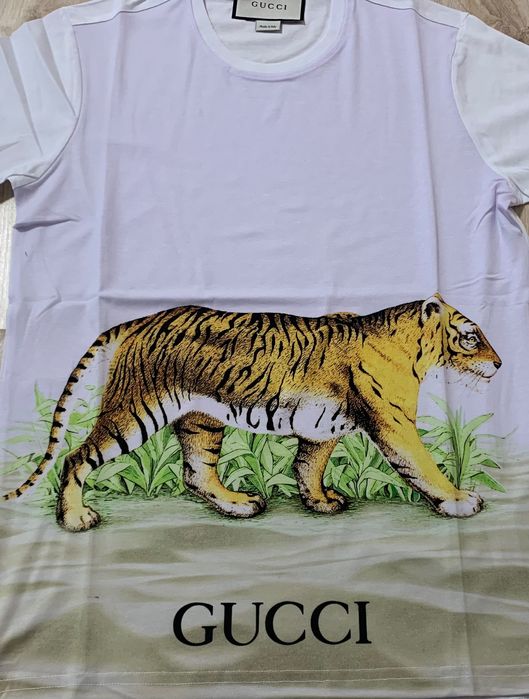 Нова мъжка тениска Gucci tiger в бяло