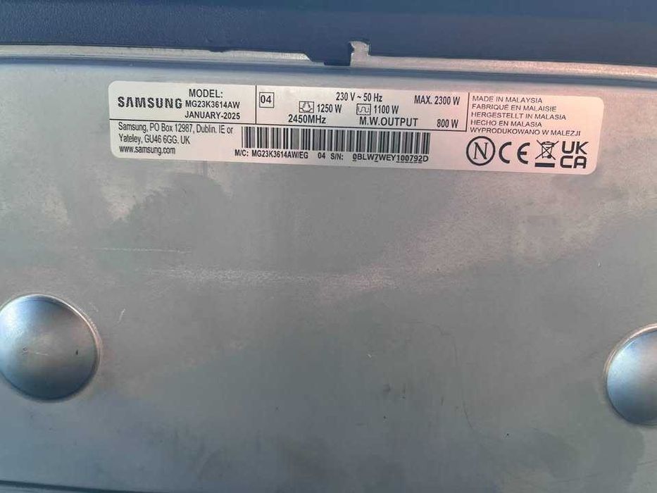 Cuptor cu microunde + Grill Samsung MG23K3614AW, 23 L, 800 W – Nou