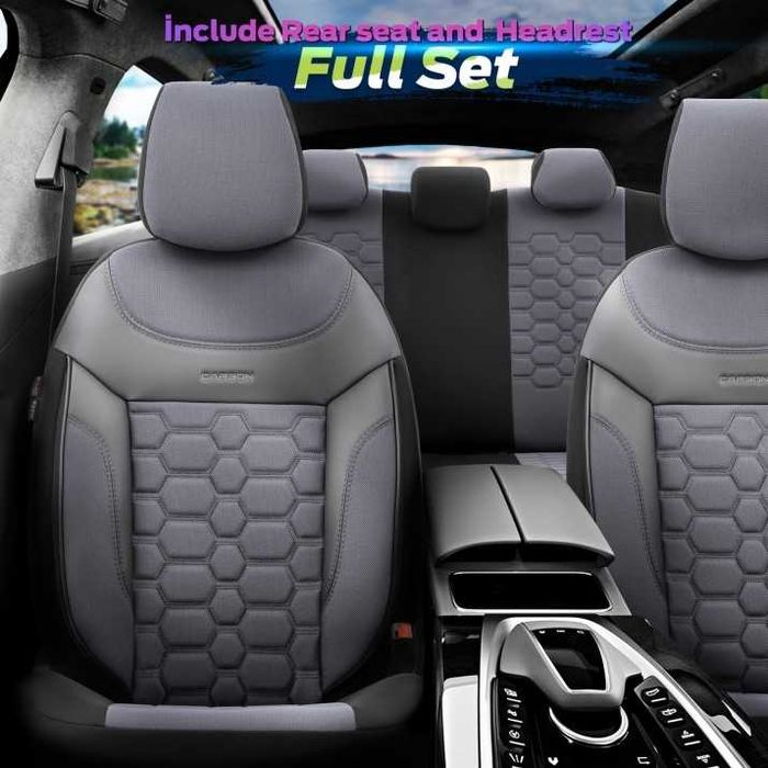 К-т Луксозна Тапицерия Automat-OTOM, Сива със сив шев, CARBON Design