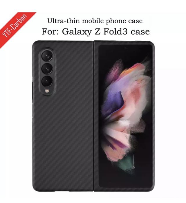 Husa Ultra Slim Neagra Din Fibra de Carbon Samsung Z Flip Fold 3 4 5 6