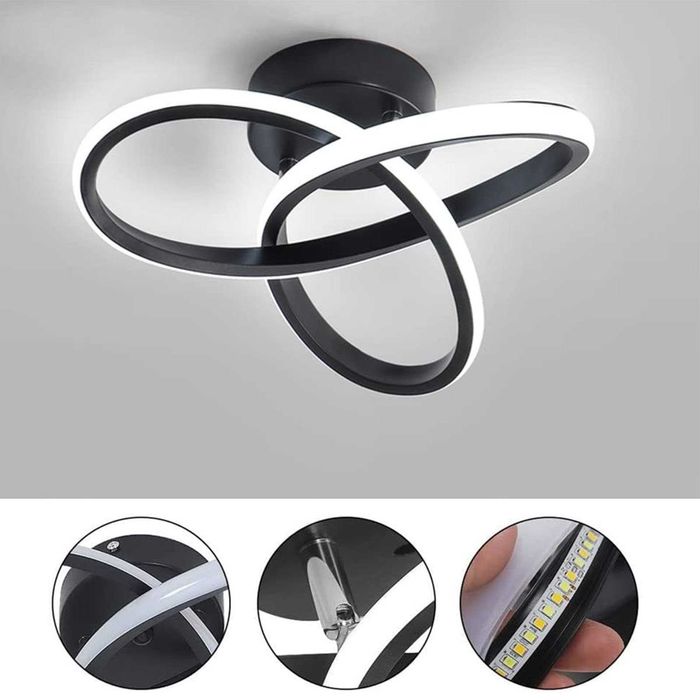 Lampă de tavan LED neagră, 12W reglabilă în 3 culori