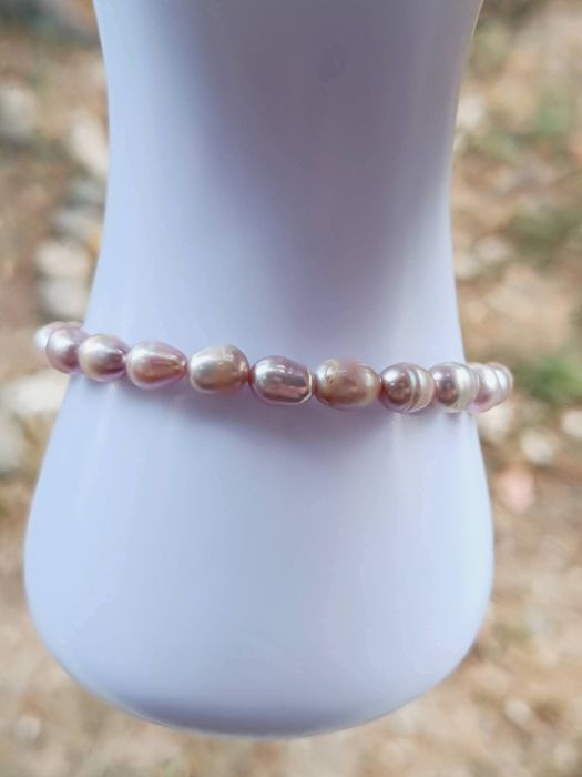 Bratara din perle naturale de cultura baroc, inchizatoare argint, mov