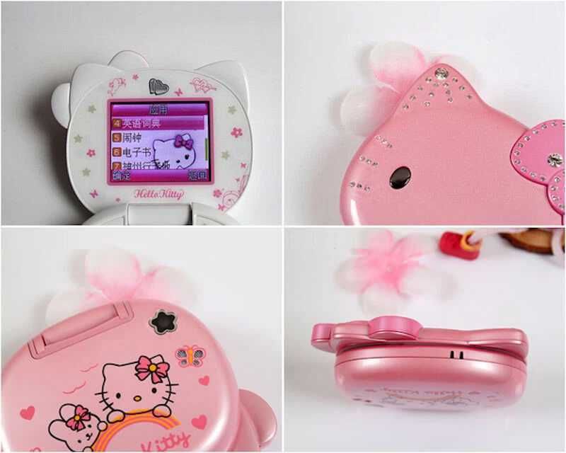 Hello Kitty Розов Телефон за Момиче, Камера, Подарък, с локация, детски телефон с капаче, за дете, Хелоу Кити