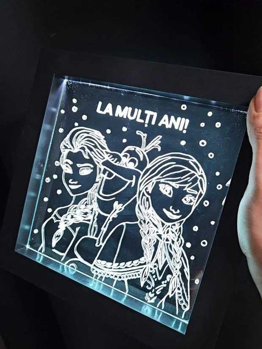 Lampă LED - La Mulți Ani - FROZEN - ELSA, ANA & OLAF - Gravata Manual