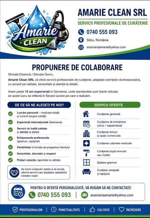 Oferim servicii de curatenie