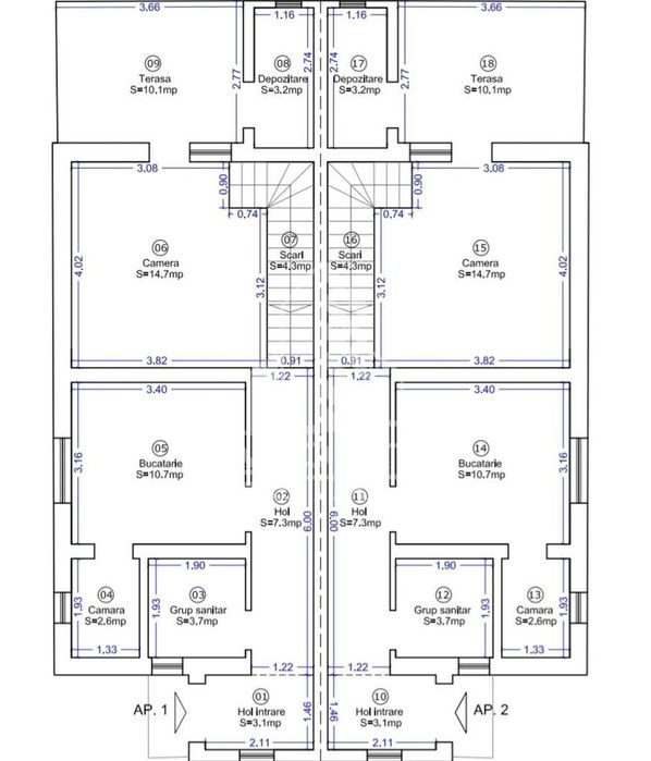 Duplex complet decomandat, cu 4 camere si 2 bai, langa Bucovat