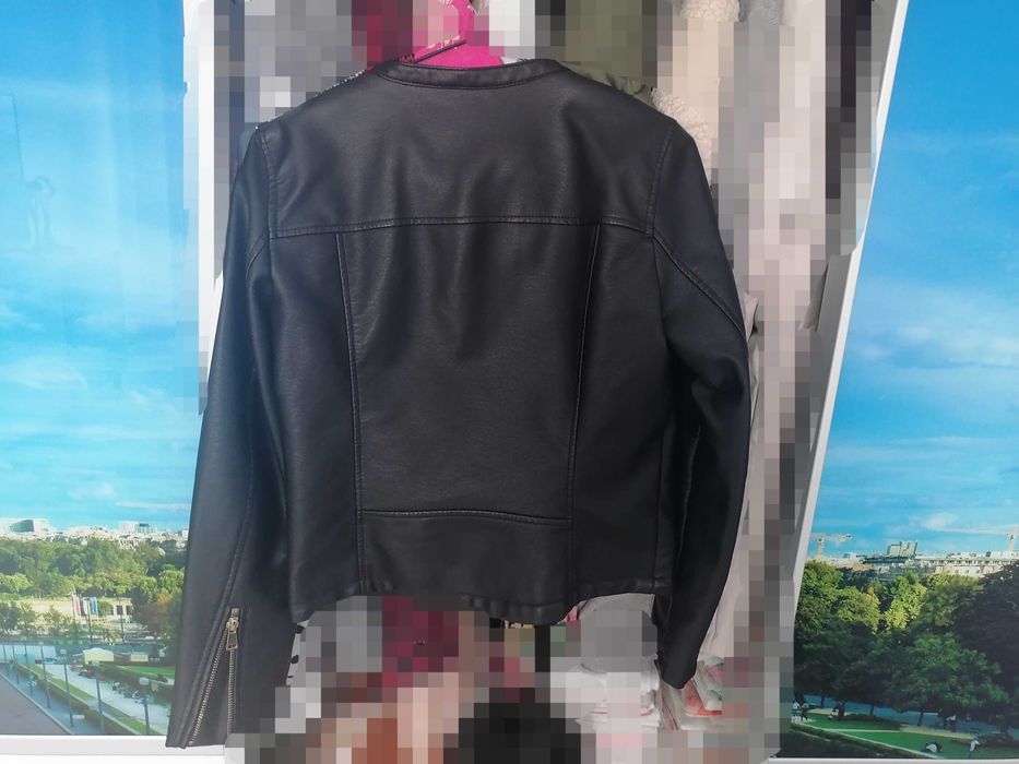 Geaca neagra din piele ecologica S